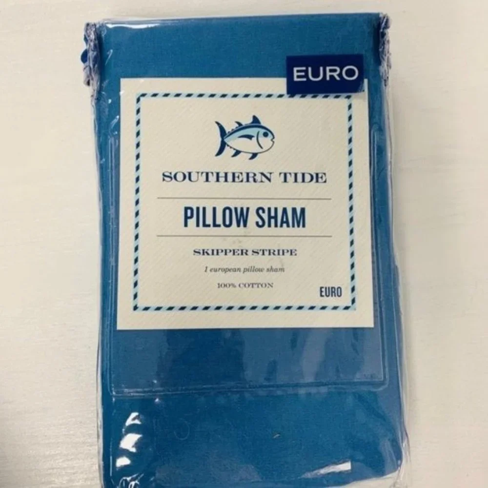 SOUTHERN TIDE Skipper Stripe Nautical Euro Square Blue Pillow Sham NEW NIP